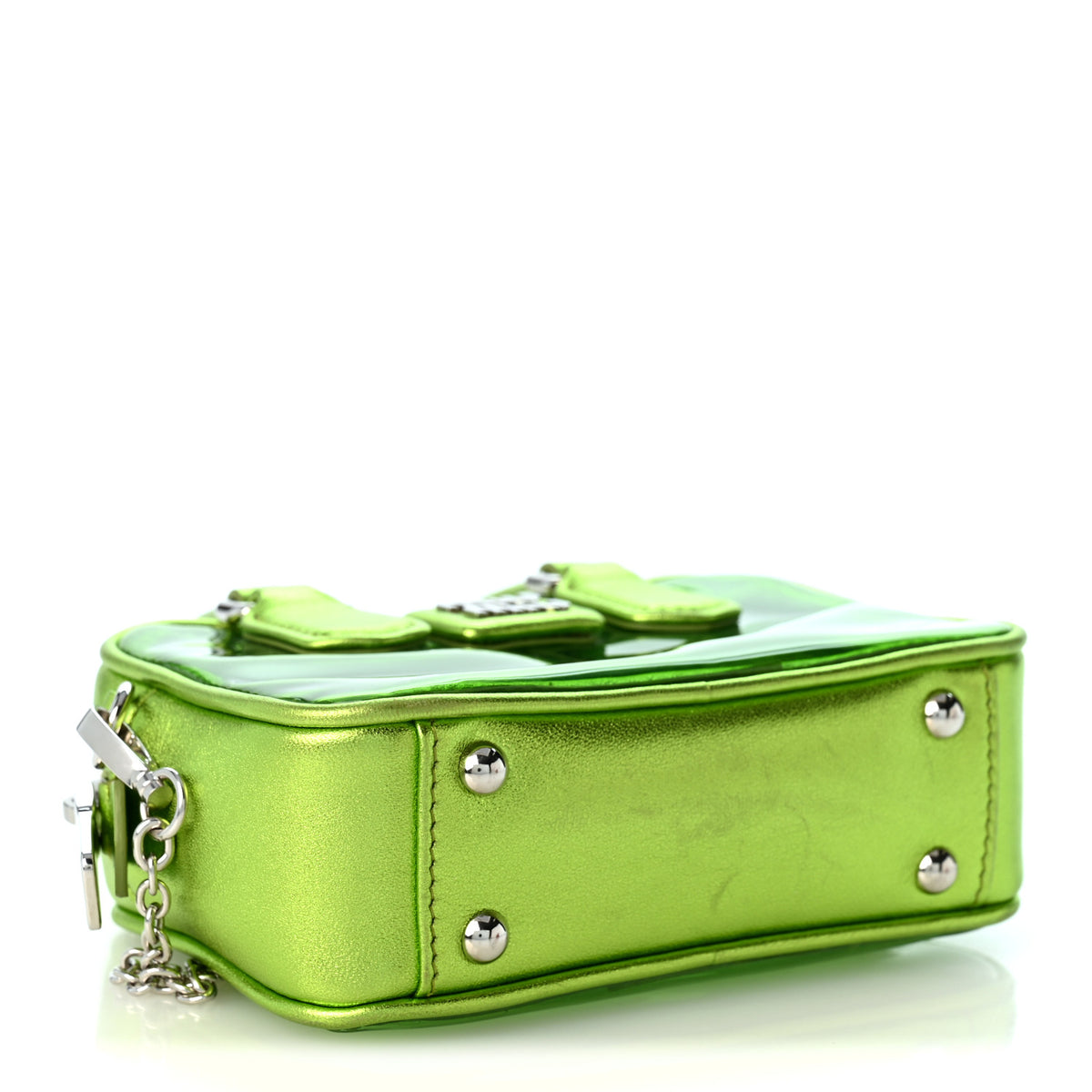 Metallic Nappa Plexi Vinyl Mini Top Handle Crossbody Felce Mordore