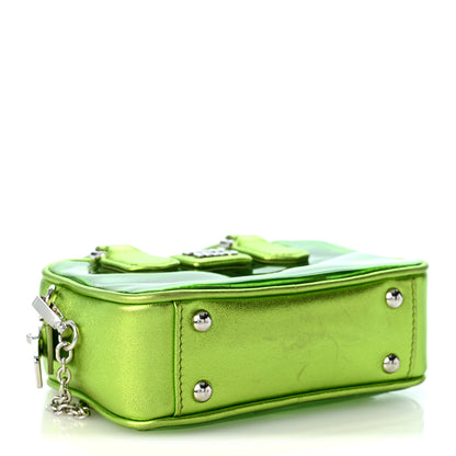 Miu Miu Metallic Nappa Plexi Vinyl Mini Top Handle Crossbody Felce Mordore 4 of 10