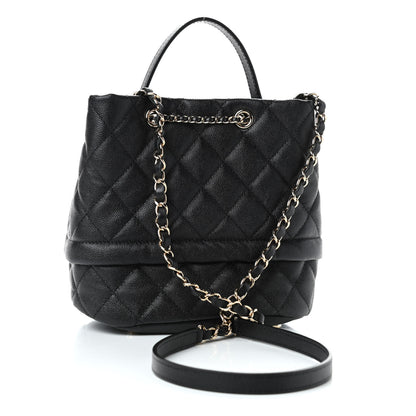 Chanel Caviar Quilted Rolled Up Bucket Drawstring Bag Black 2 of 4