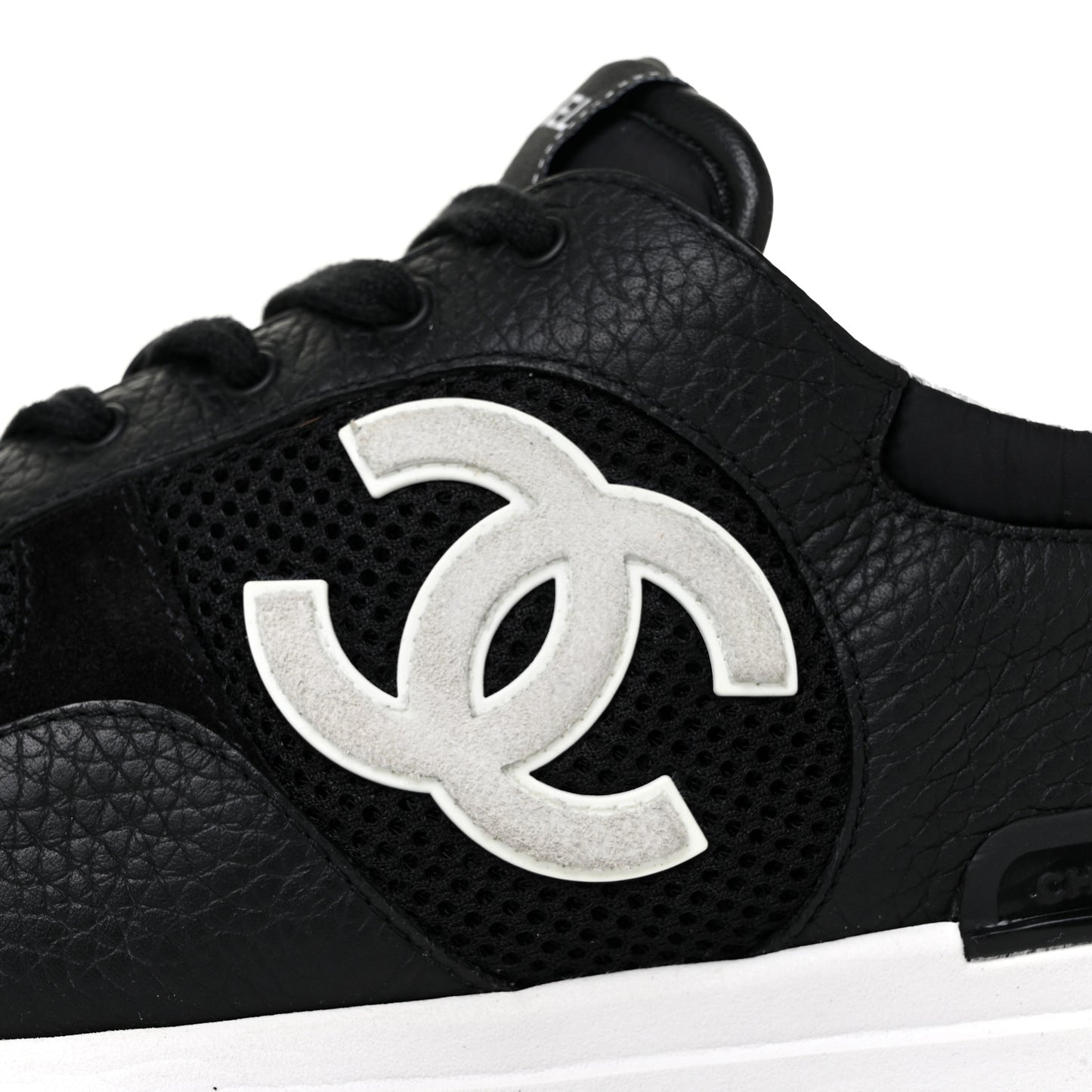 Calfskin Mesh Suede Mens CC Sneakers 43 Black White