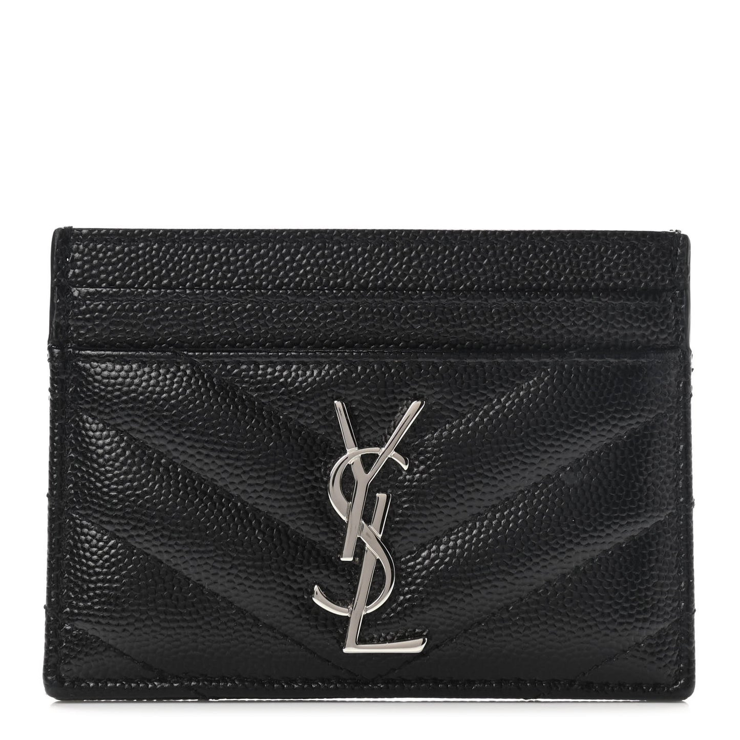 Grain De Poudre Matelasse Chevron Monogram Credit Card Case Black