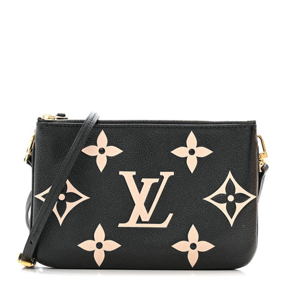 Louis Vuitton Empreinte Monogram Giant Double Zip Pochette Black Cream 1 of 18