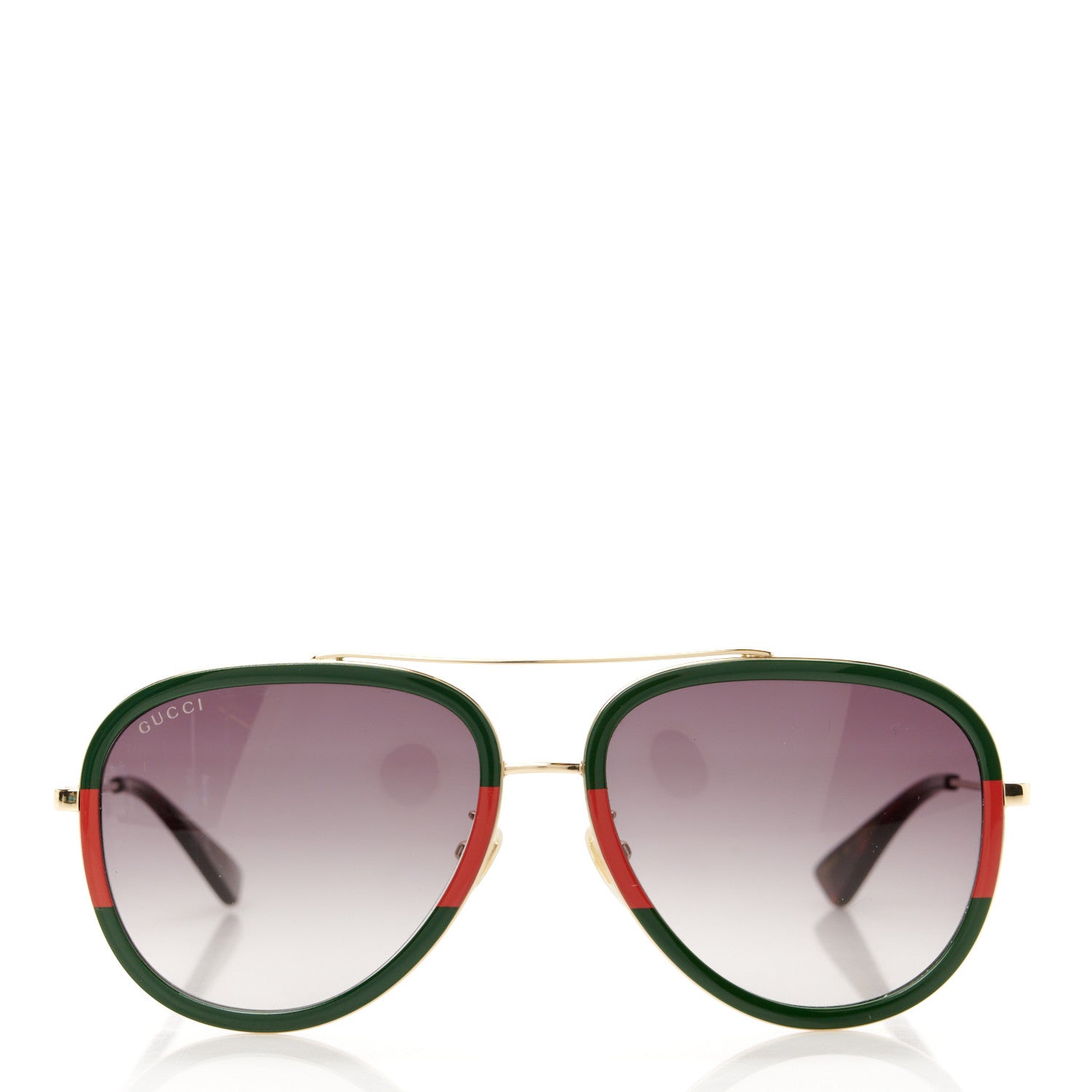 Gucci Web Aviator Sunglasses GG0062S Green Red 2 of 8