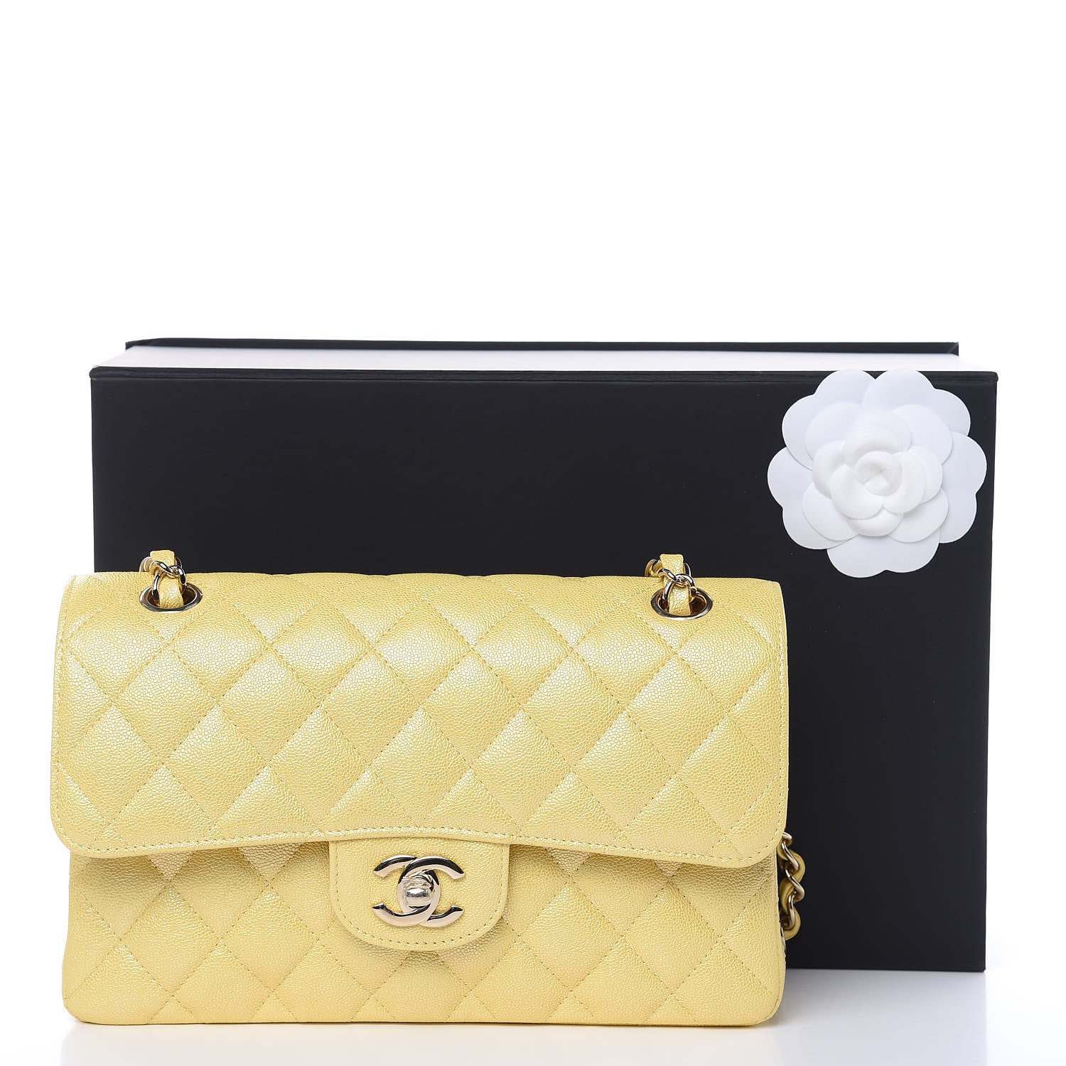 Chanel Iridescent Caviar Quilted Small Double Flap Yellow 11 of 11