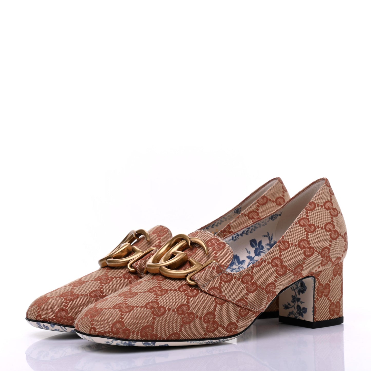 Monogram GG Victoire 55mm Loafer Pumps 38 Beige Ruggine