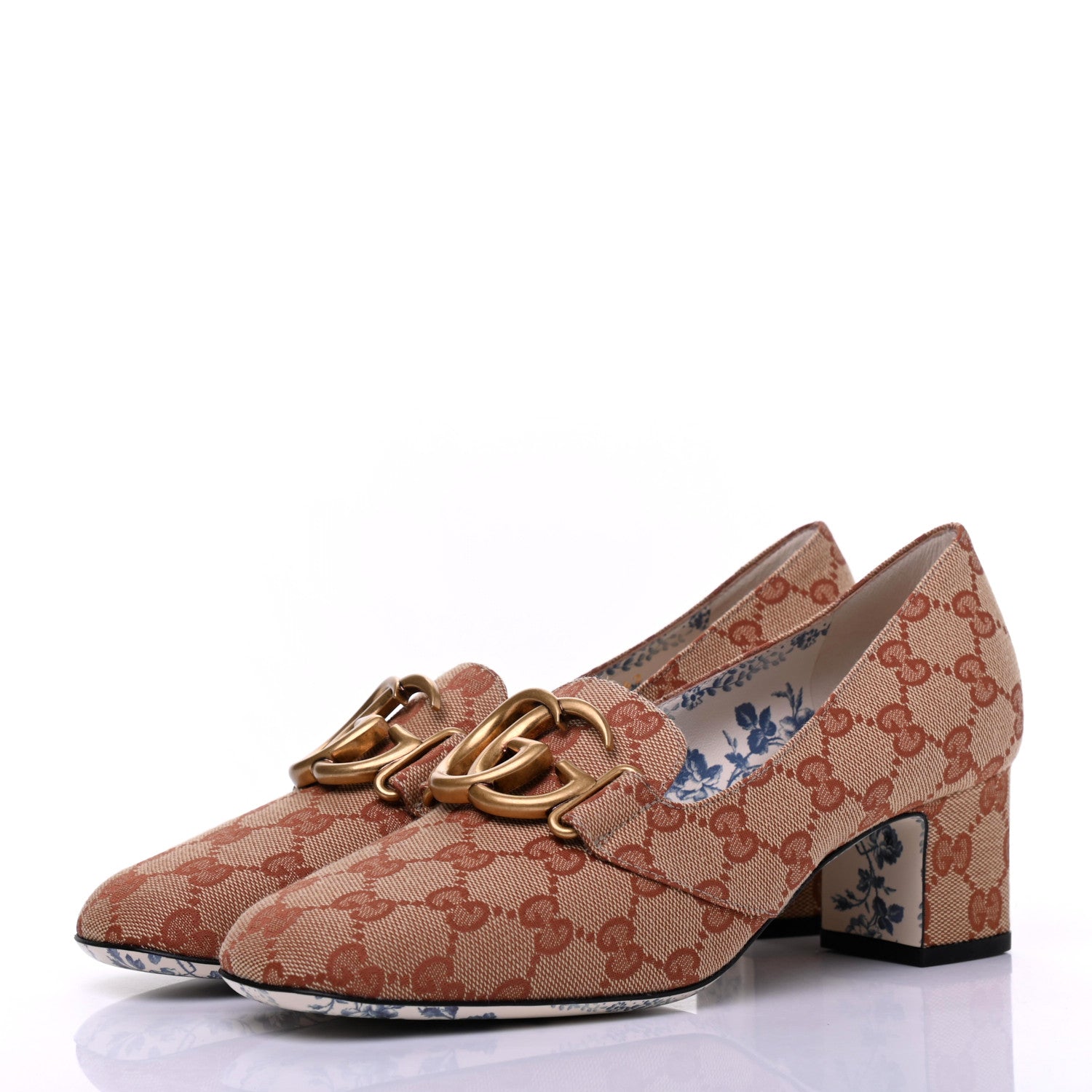 Gucci Monogram GG Victoire 55mm Loafer Pumps 38 Beige Ruggine 3 of 10