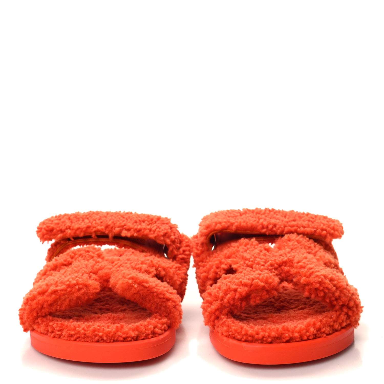 Hermes Woolskin Womens Chypre Sandals 37.5 Orange 2 of 8