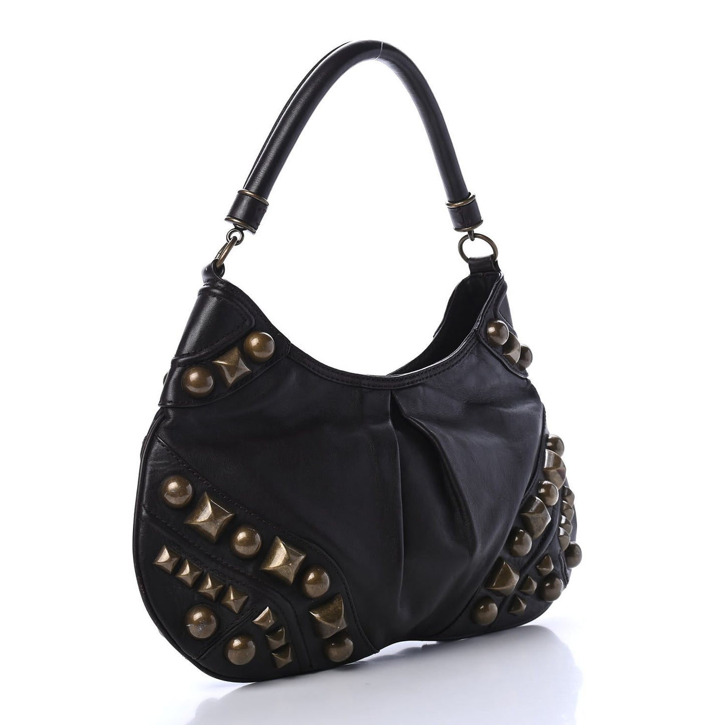 Calfskin Studded Medium Alverton Hobo Chocolate