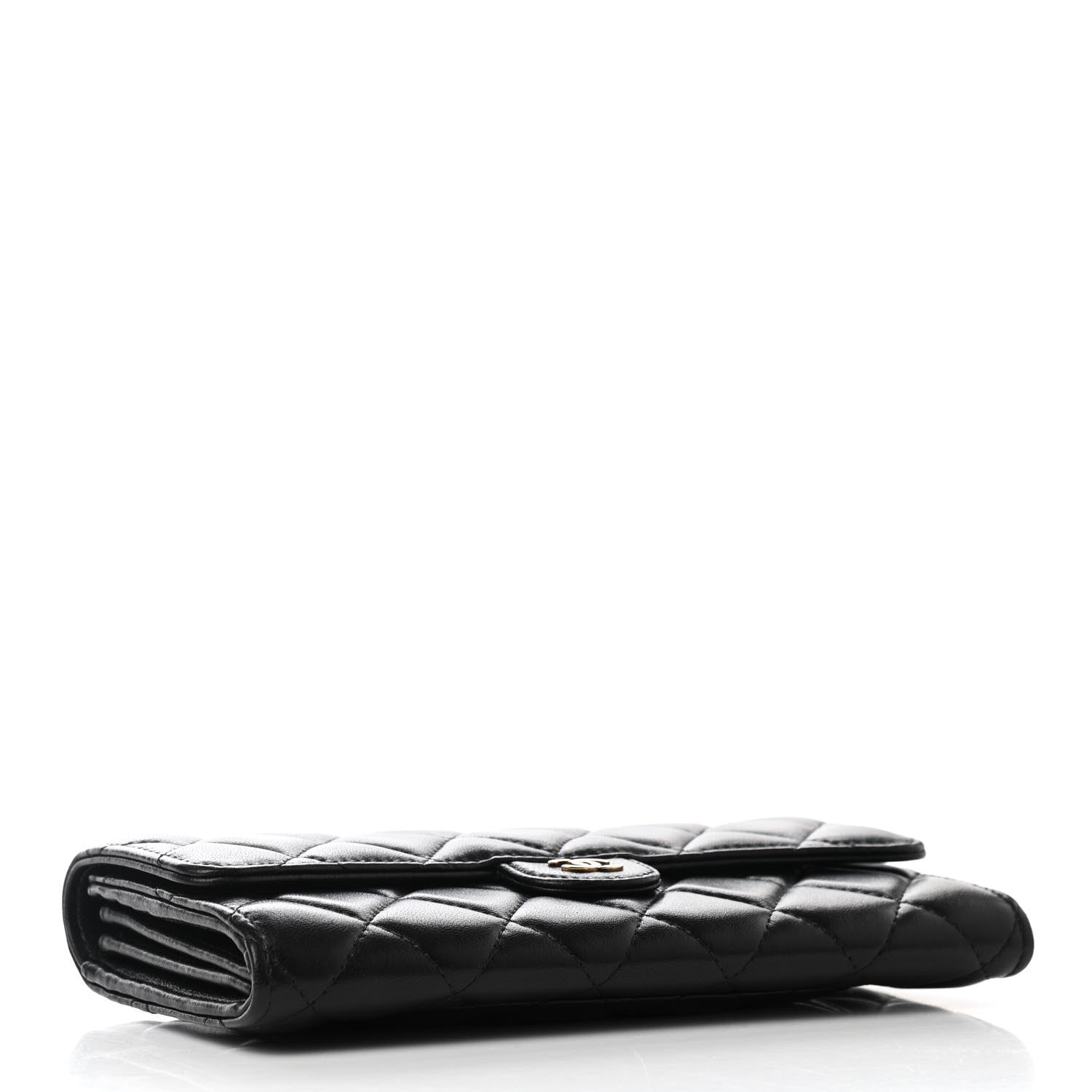 Chanel Lambskin Quilted Large Gusset Flap Wallet Black 4 of 10