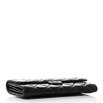 Chanel Lambskin Quilted Large Gusset Flap Wallet Black 4 of 10
