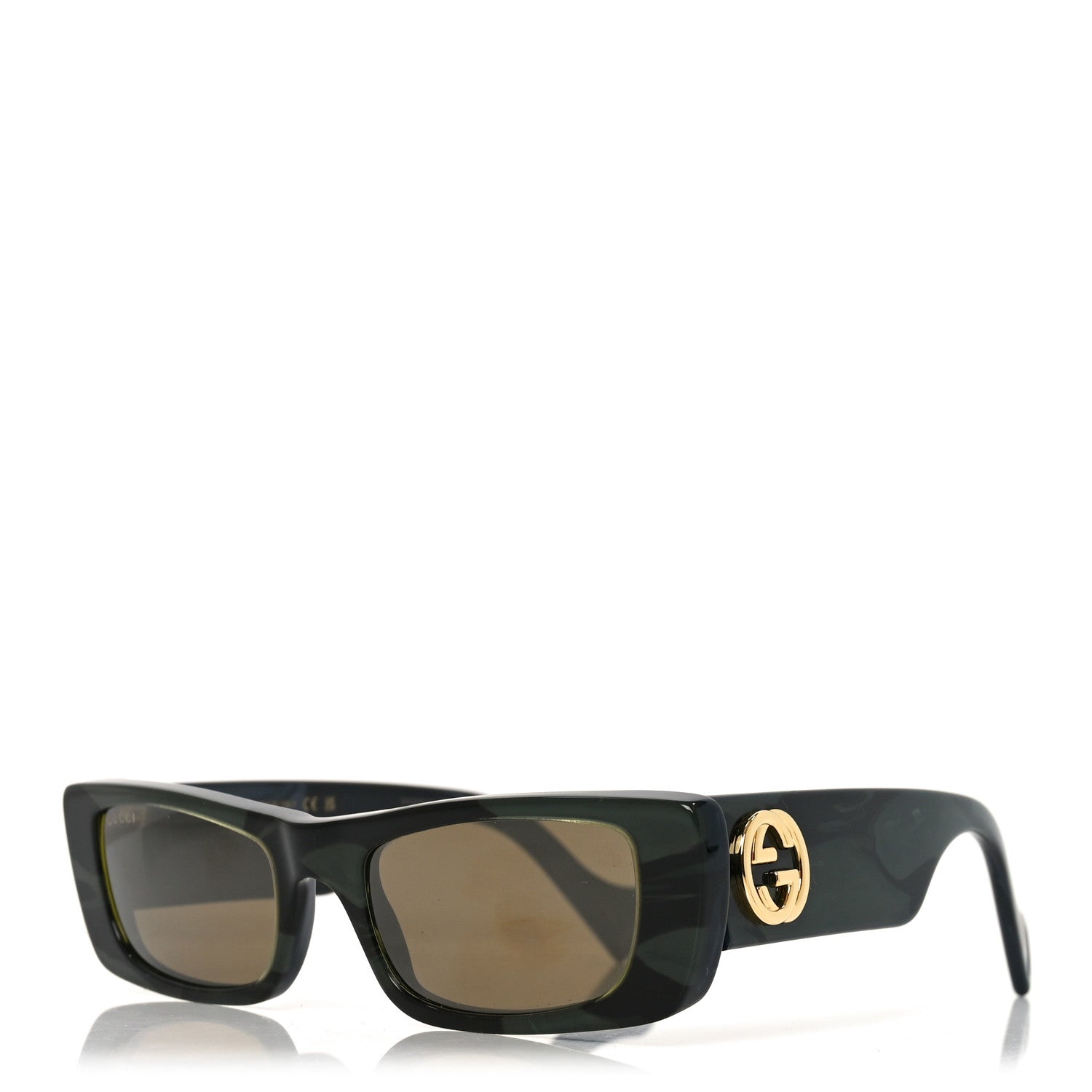 Gucci Acetate Rectangular GG0516S Sunglasses Green Bronze 1 of 7
