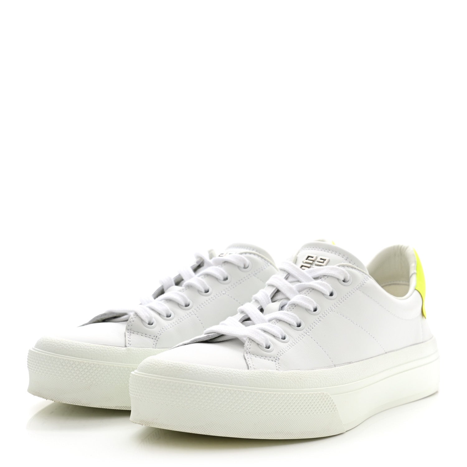 Givenchy Calfskin Womens Urban Street Sneakers 38 White Neon Yellow 3 of 8