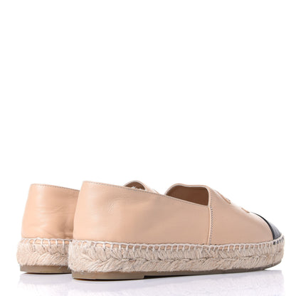 Chanel Lambskin CC Espadrilles 37 Beige Black 4 of 11