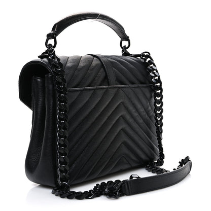 Saint Laurent Sheepskin Matelasse Chevron Monogram Monochrome Medium College Bag Black 3 of 10