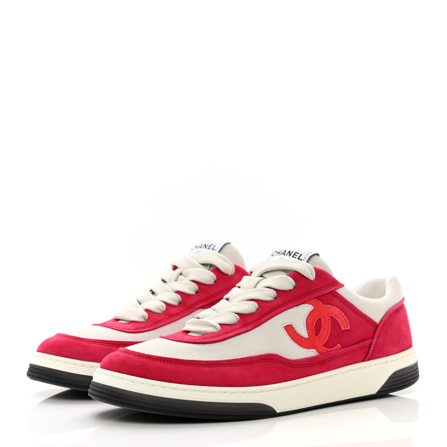 Suede Kidskin Womens CC Sneakers 40 White Fuchsia