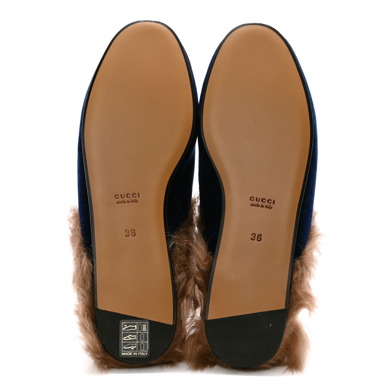 Gucci Velvet Fur Womens Princetown Slippers 36 Cobalt Blue 5 of 8