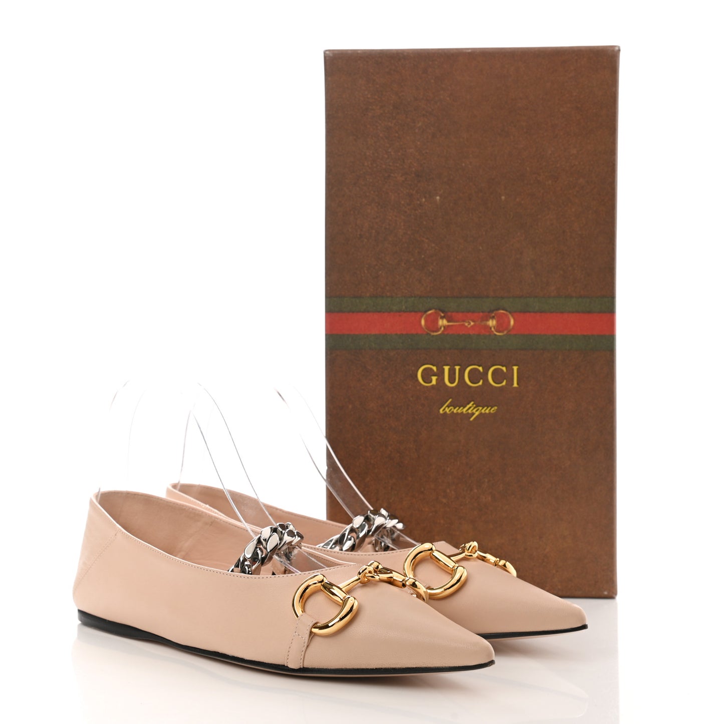 Nappa Lumiere Deva Horsebit Chain Embellished Flats 37.5 Skin Rose
