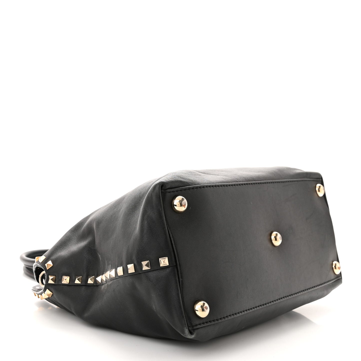 Vitello Rockstud Dome Satchel Black