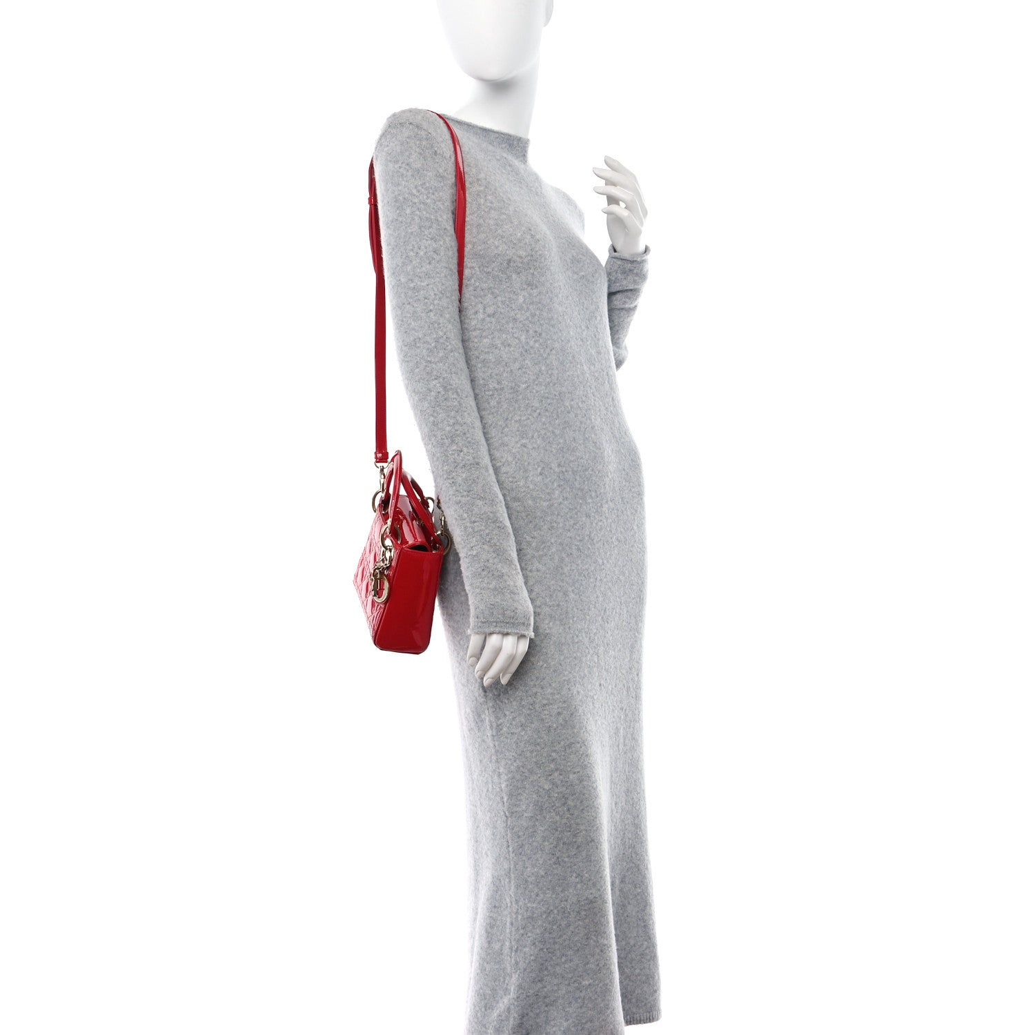 Christian Dior Patent Cannage Mini Lady Dior Red 2 of 10