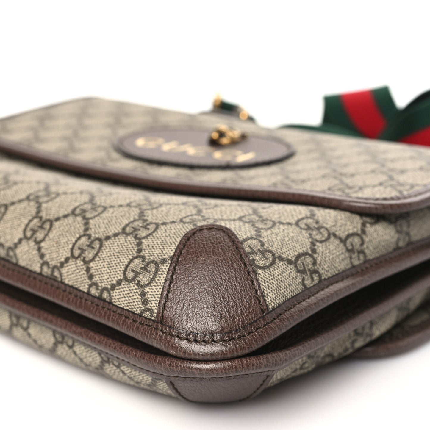 GG Supreme Monogram Web Neo Vintage Double Flap Messenger Bag Beige New Acero
