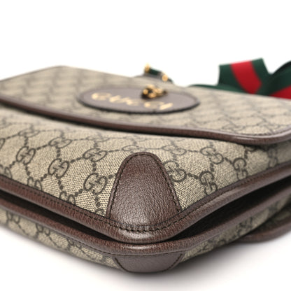 Gucci GG Supreme Monogram Web Neo Vintage Double Flap Messenger Bag Beige New Acero 10 of 10