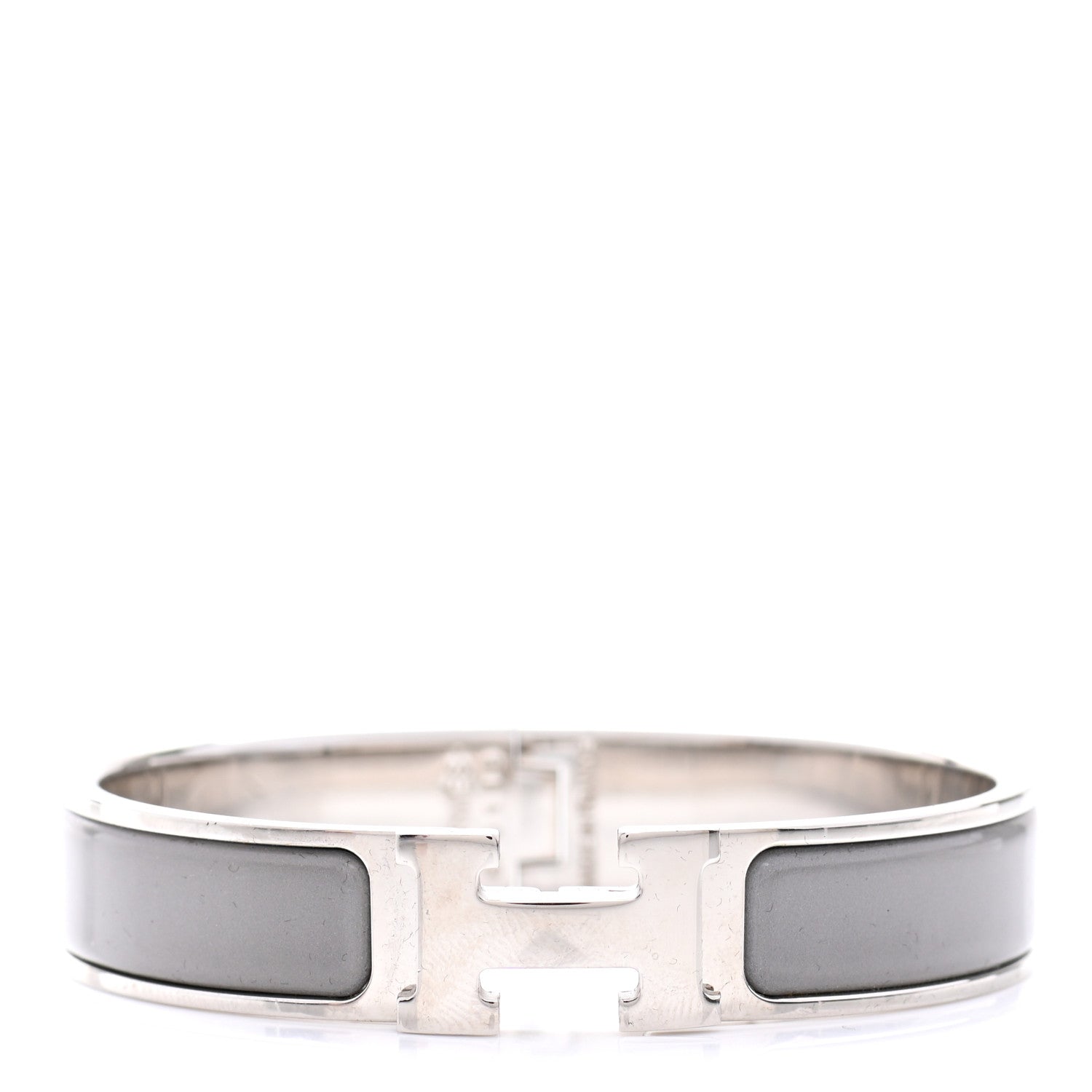 Hermes Enamel Narrow Clic Clac H Bracelet PM Gris Clair 2 of 8