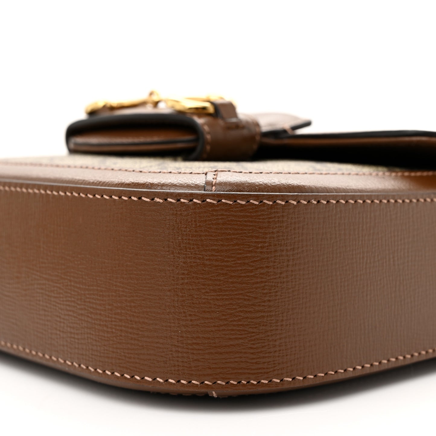 GG Supreme Monogram Web Mini Horsebit 1955 Shoulder Bag Beige Brown Sugar