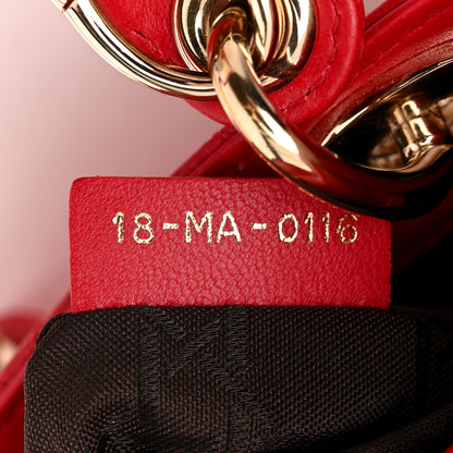 Christian Dior Lambskin Cannage Mini Lady Dior Red 7 of 11