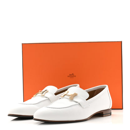 Hermes Calfskin Womens Paris Loafers 39 White 10 of 10