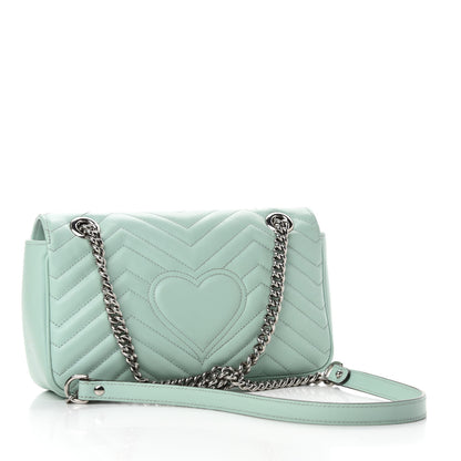 Gucci Calfskin Matelasse Small GG Marmont Shoulder Bag Water Green 3 of 12