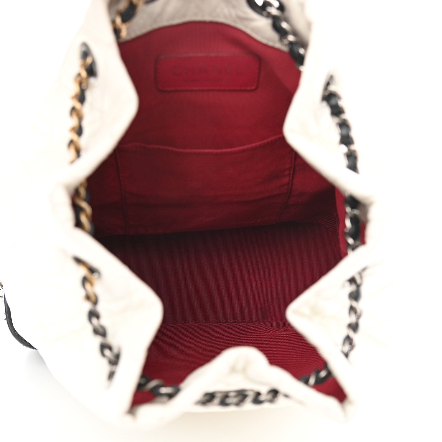 Chanel Aged Calfskin Quilted Gabrielle Backpack Black White 5 of 9