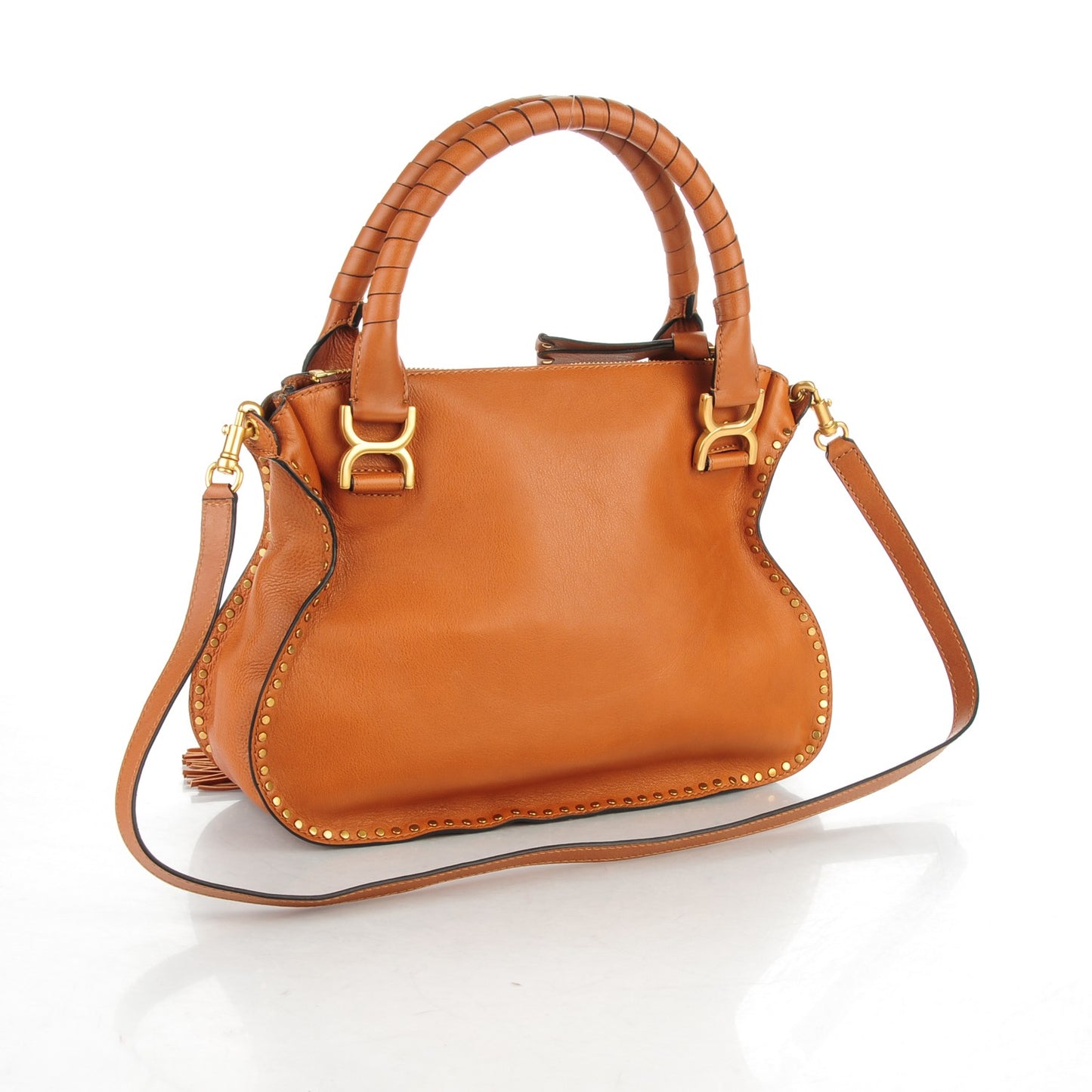Calfskin Braided Medium Marcie Satchel Caramel