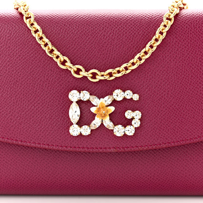 Dolce & Gabbana Dauphine Crystal Wallet On Chain Burgundy 7 of 9