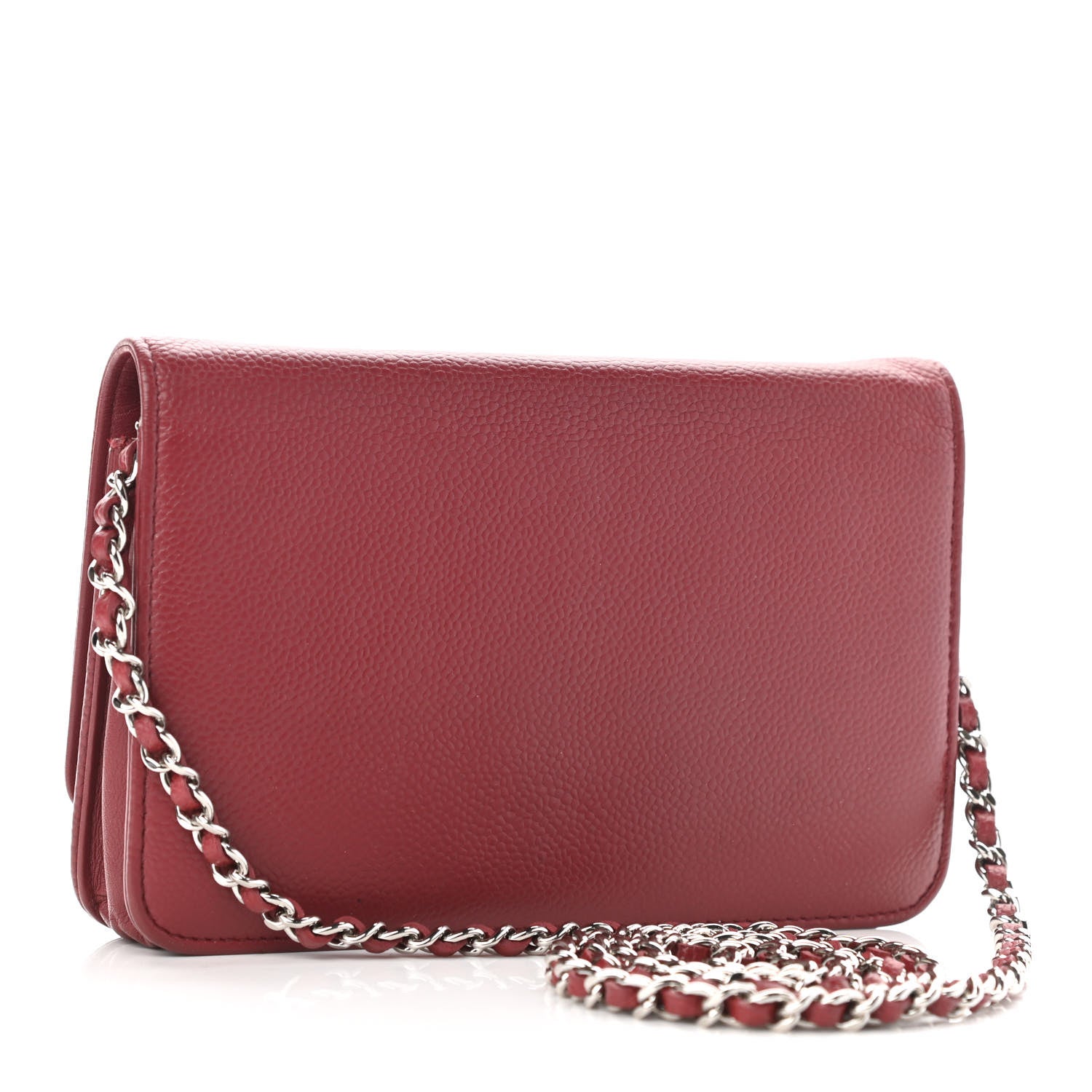 Chanel Caviar Timeless CC Wallet on Chain WOC Dark Red 3 of 12