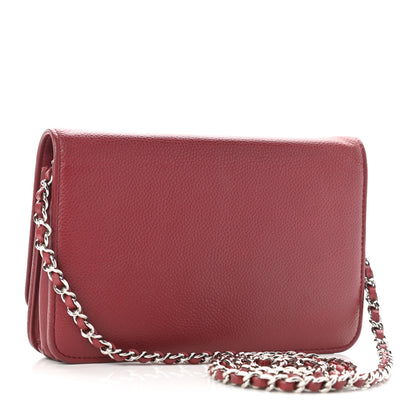 Chanel Caviar Timeless CC Wallet on Chain WOC Dark Red 3 of 12