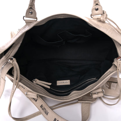 Balenciaga Agneau Classic Silver Hardware City Logo Strap Light Beige Black 4 of 8