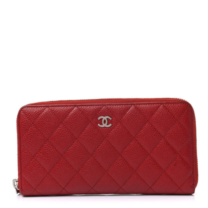 Chanel Caviar Quilted Large Gusset Zip Around Wallet Red 1 of 9
