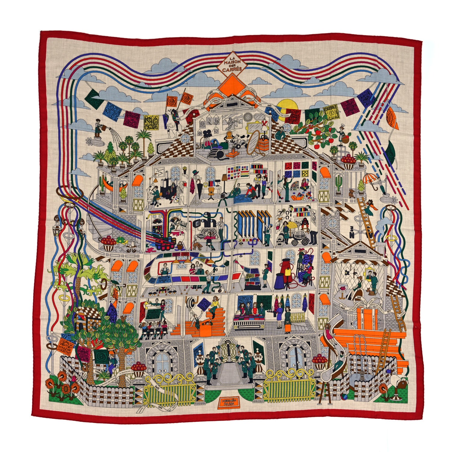 Hermes Cashmere Silk La Maison des Carres Shawl 140 1 of 5