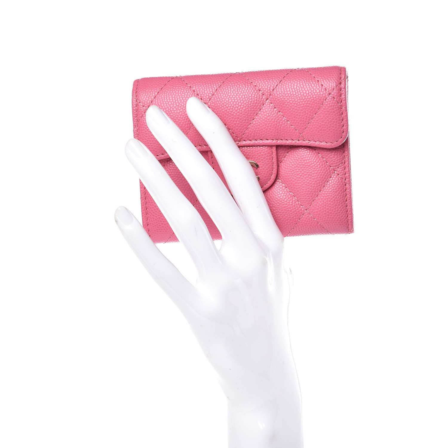 Chanel Caviar Quilted Flap Card Holder Wallet Pink 2 of 9
