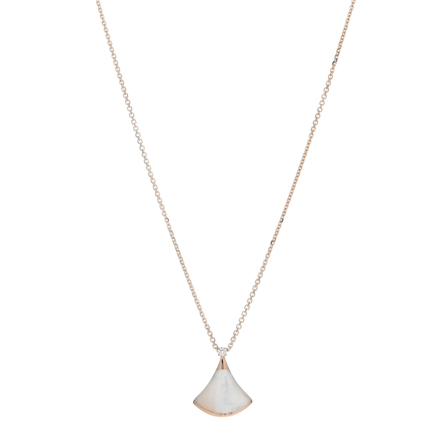 Bulgari 18K Rose Gold Diamond Mother of Pearl Small Divas' Dream Pendant Necklace 1 of 5