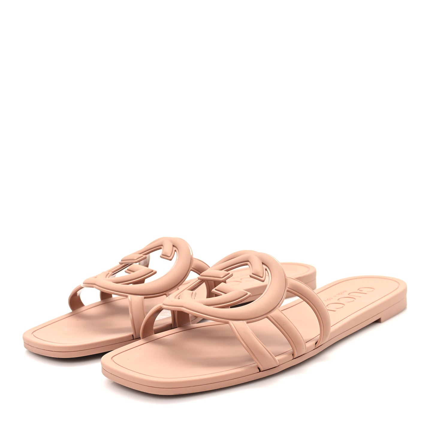 Rubber Interlocking G Womens Slide Sandals 39 Light Beige