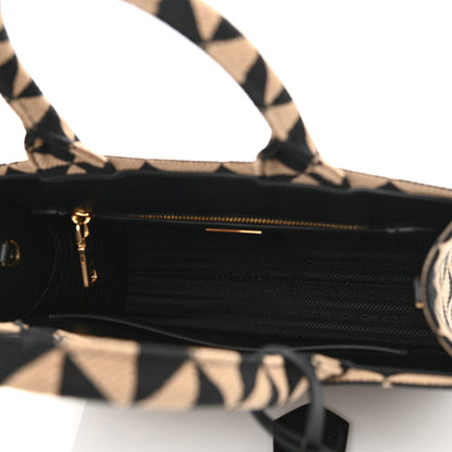 Prada Jacquard Saffiano Triangolo Symbole Embroidered Small Tote Black Corda 5 of 10