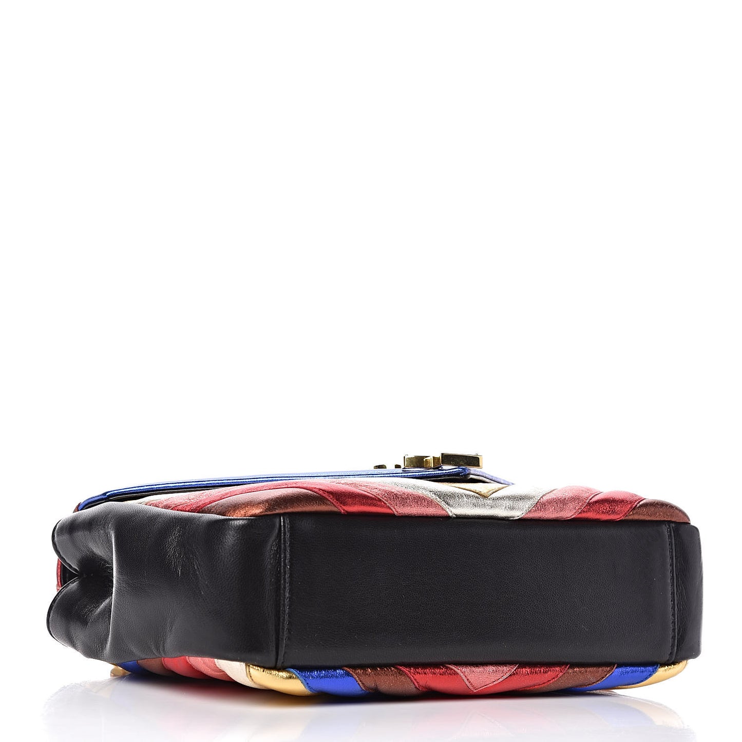 Metallic Calfskin Matelasse Chevron Monogram Medium College Satchel Multicolor