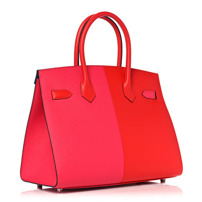 Hermes Epsom Casaque Birkin Sellier 30 Rouge Coeur Rose Extreme Bleu Zanzibar 3 of 10