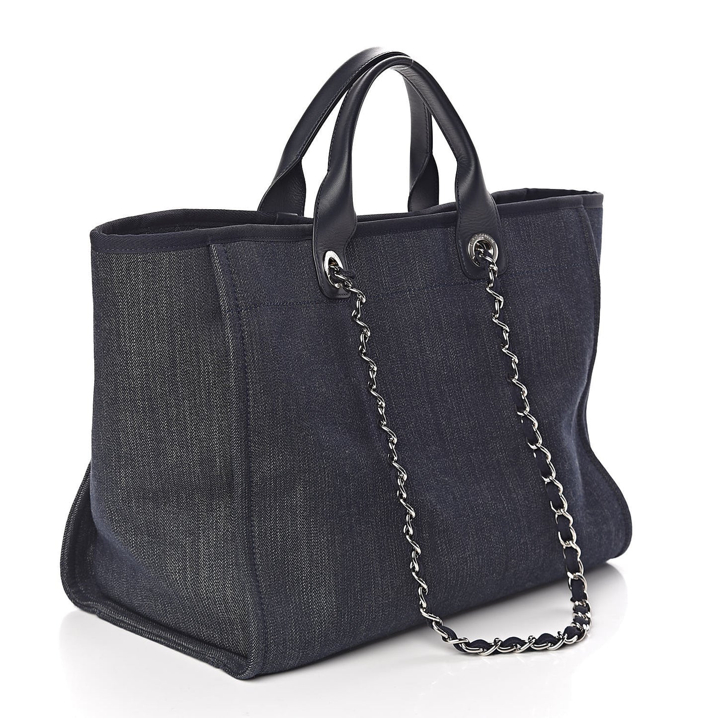 Denim Large Deauville Tote Blue Orange