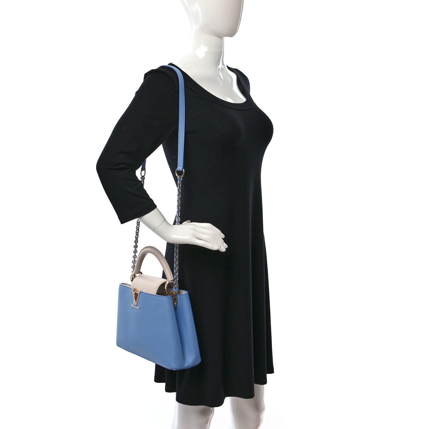 Louis Vuitton Taurillon Capucines BB Bleu de Provence Greige Doux 2 of 8