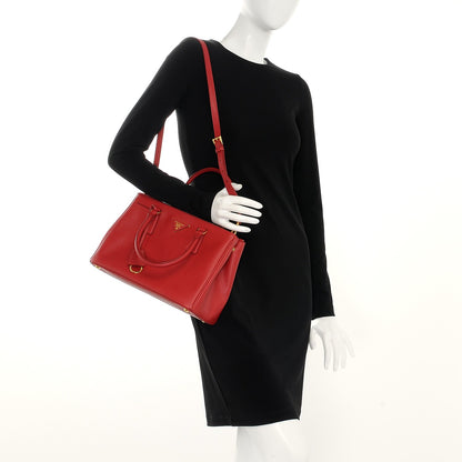 Prada Saffiano Small Galleria Double Zip Tote Fuoco 3 of 7