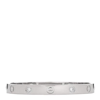 Cartier 18K White Gold 4 Diamond LOVE Bracelet 16 1 of 9