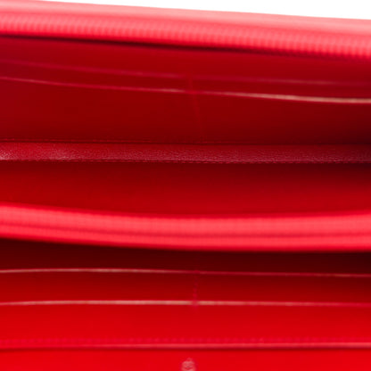 Chanel Patent Camellia Embossed Large Gusset Zip Around Wallet Red 5 of 7