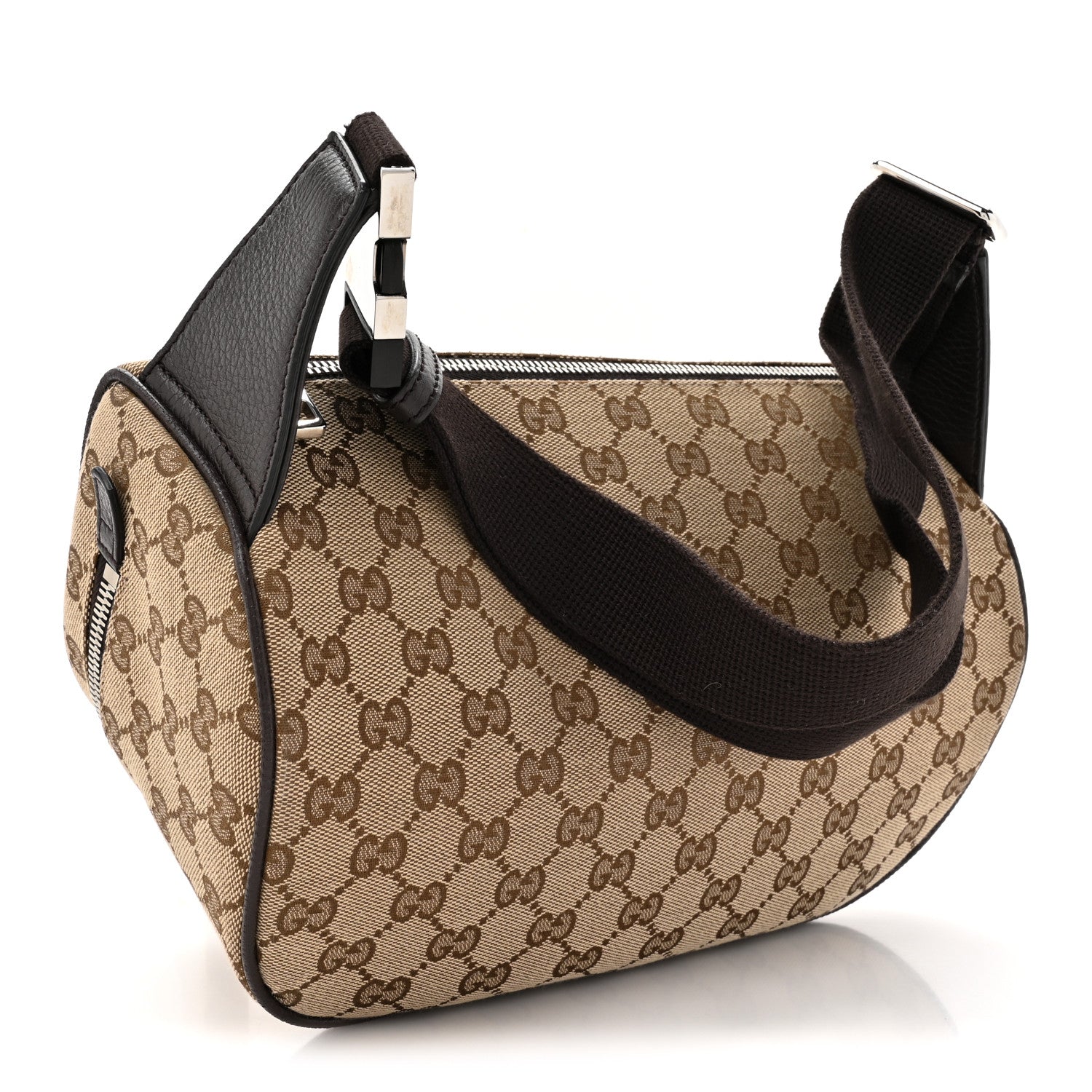 Gucci Monogram Dollar Calfskin Waist Pouch Beige Ebony Testa di Moro Marrone Scuro 3 of 10